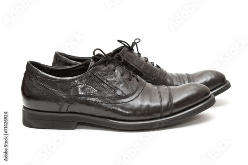 Men's classic shoes in black isolated on white background