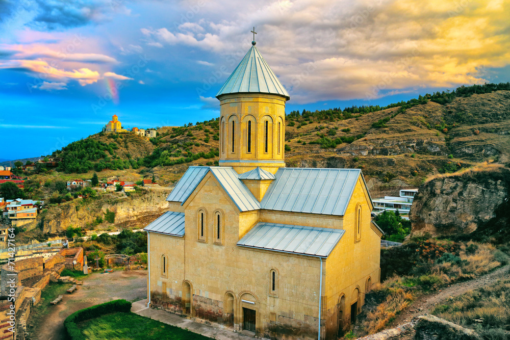 Beautiful panoramic view of Tbilisi at sunset. Georgia. Europe Beautiful panoramic view of Tbilisi at sunset. Georgia. Europe