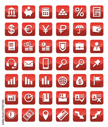 Иконки финансы красные. Icons Finance red
