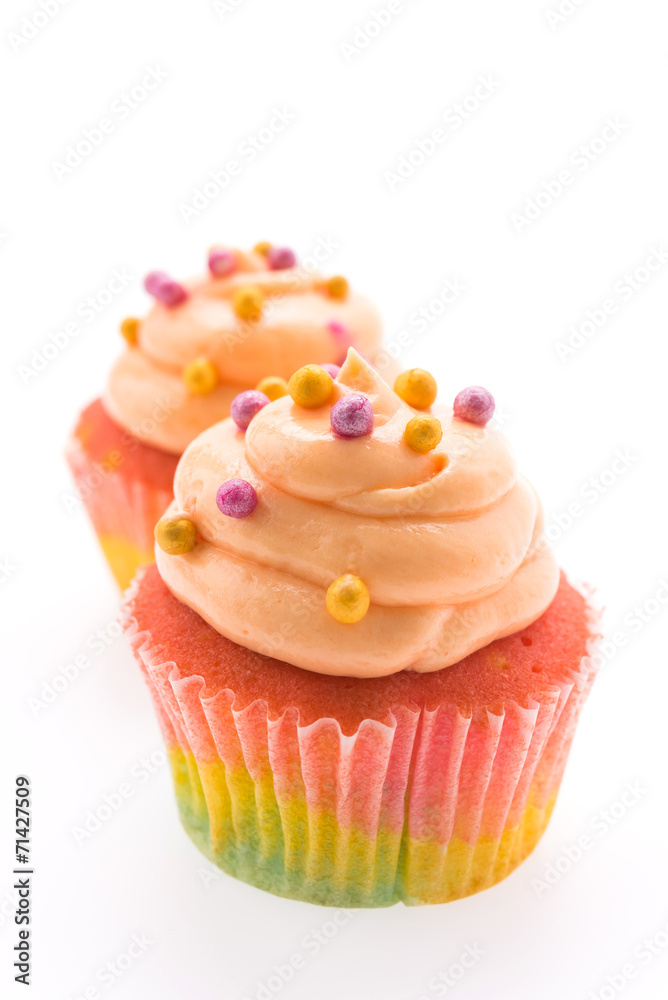 Colorful cupcakes isolated on white Colorful cupcakes isolated on white