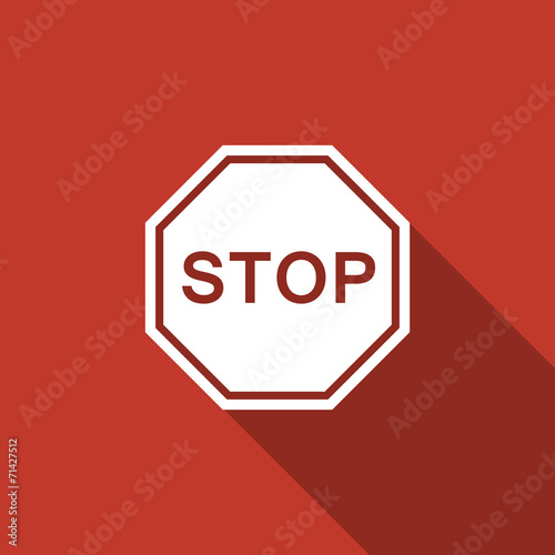 stop traffic sign icon with long shadow