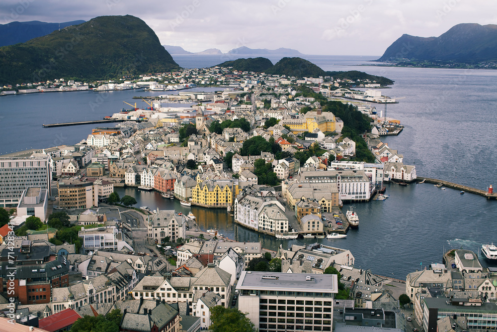 View from Aksla viewpoint  at Alesund , Norway