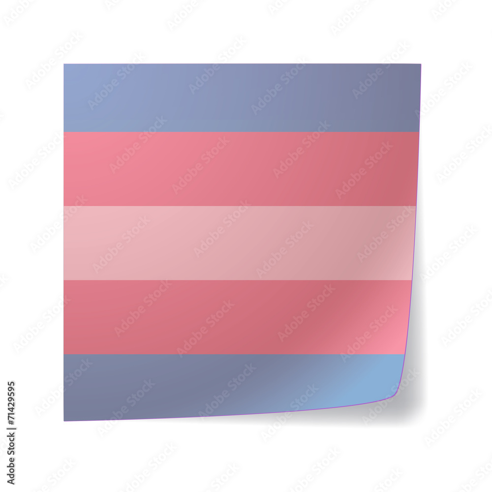 sticky note with a transgender pride flag