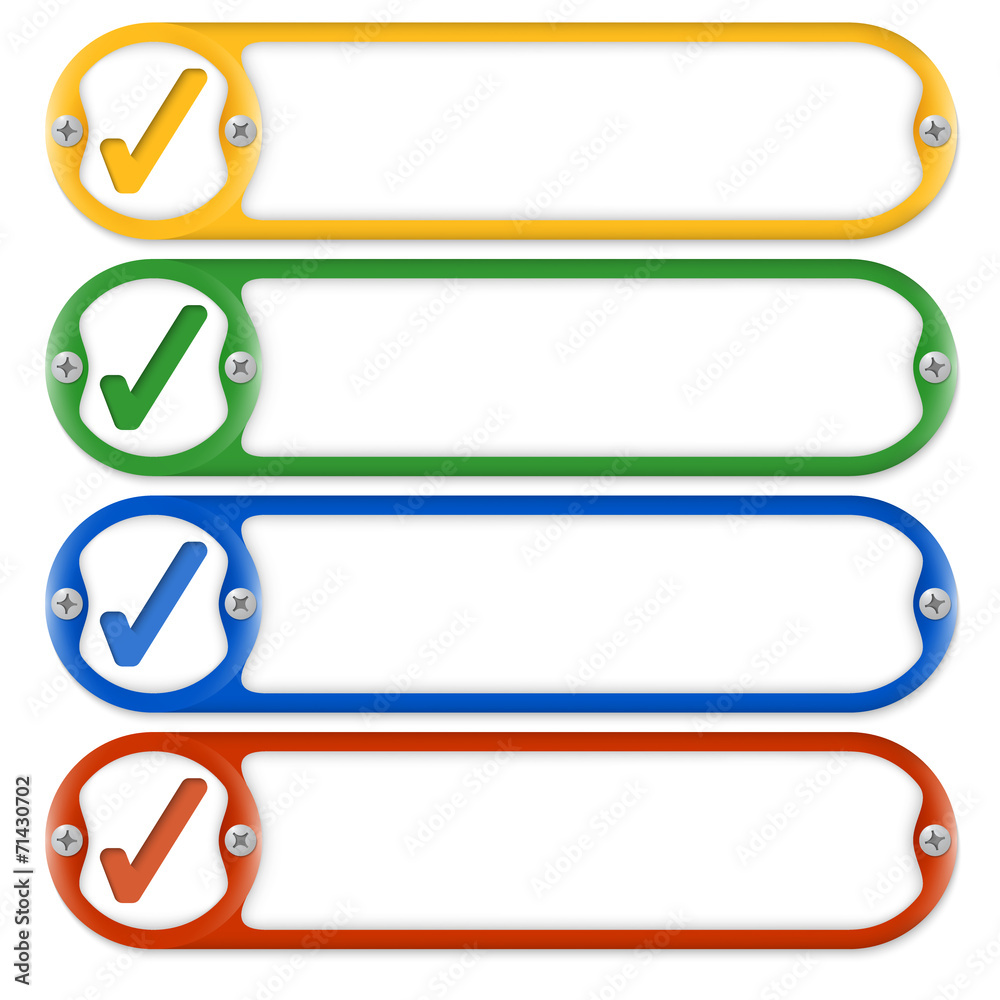 Obraz premium four frames for entering text with screws and check box