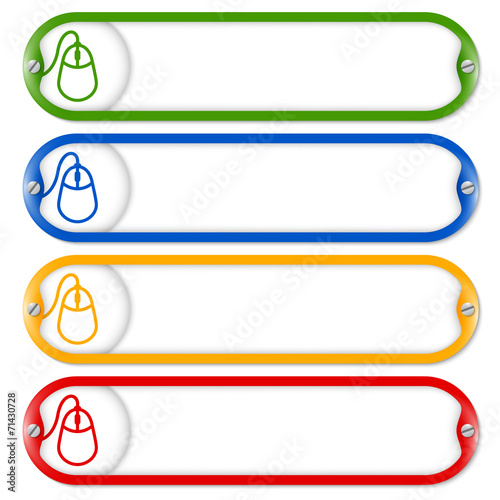 four frames for entering text with screws and mouse icon