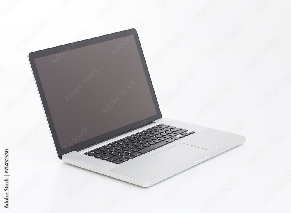 Blank screen laptop computer on white background Blank screen laptop computer on white background