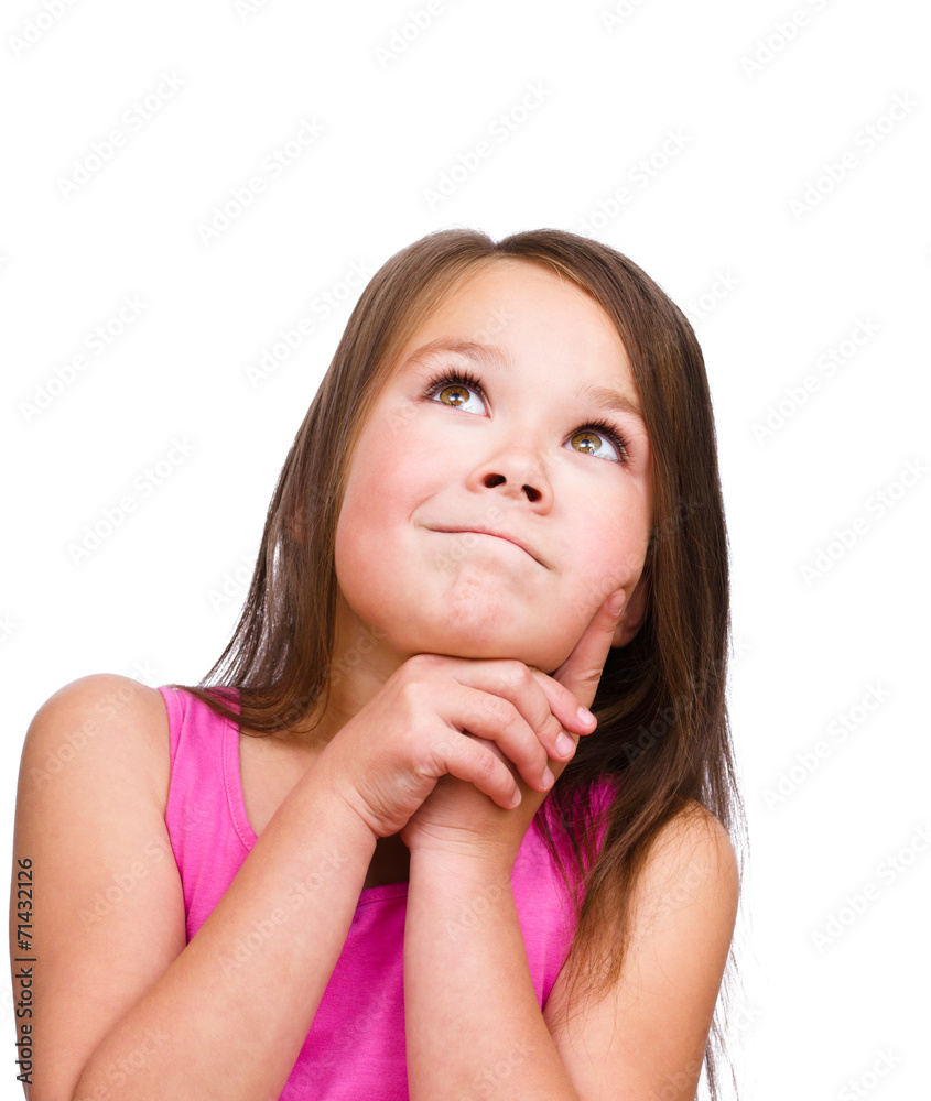 Cute girl is holding her face in astonishment Cute girl is holding her face in astonishment