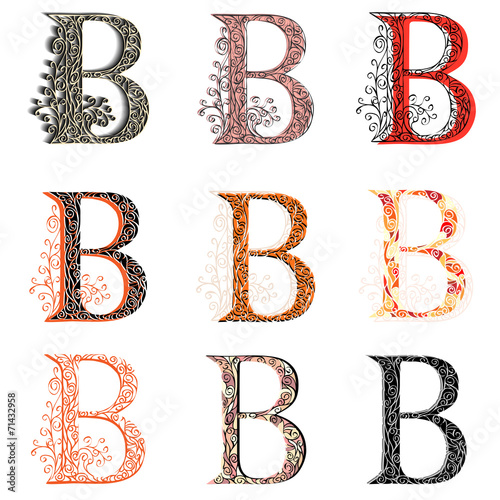 Various combination fishnet letter B.