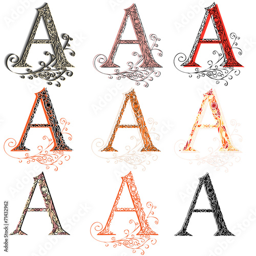 Various combination fishnet letter A.