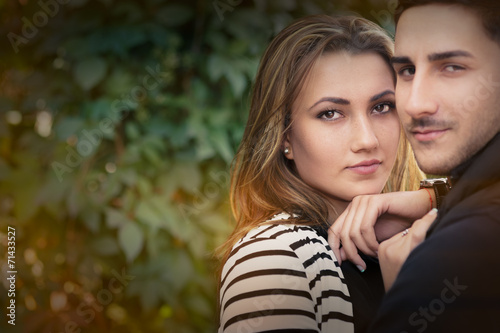 Young couple in love outdoor portrait