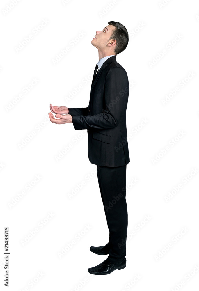 Business man holding nothing Business man holding nothing