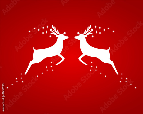 Reindeer silhouettes on a red background