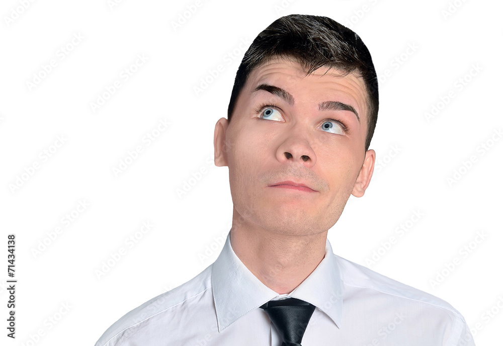 Isolated man looking up Isolated man looking up