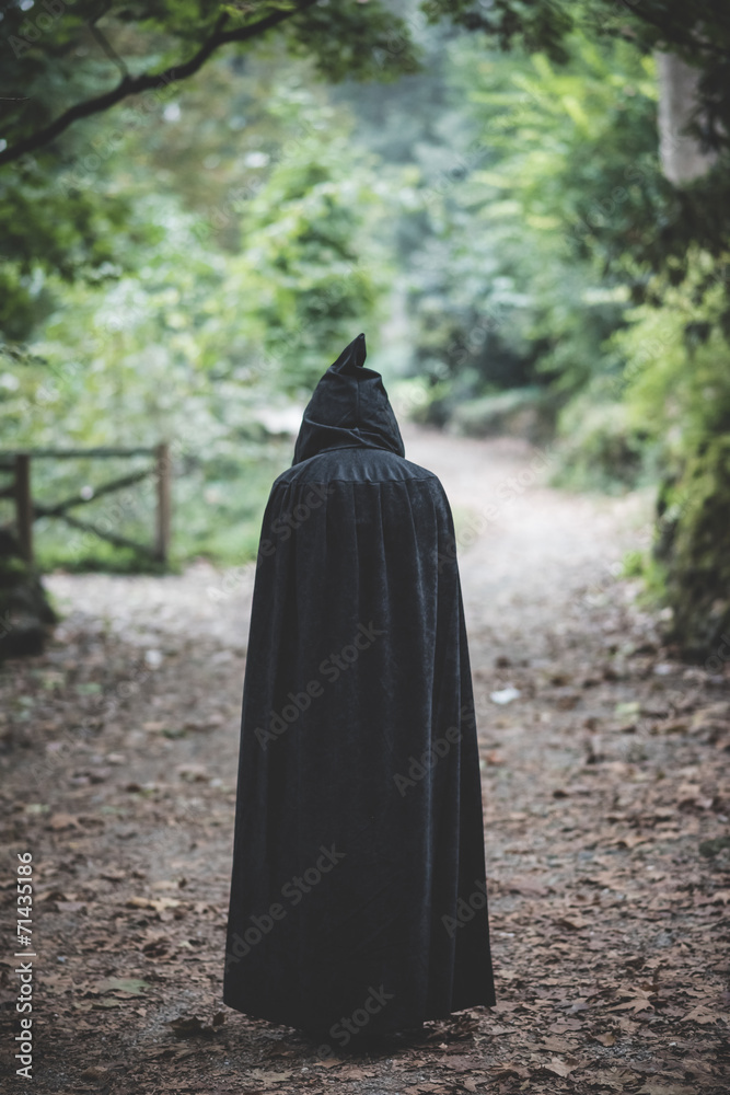 beautiful dark vampire woman with black mantle and hood beautiful dark vampire woman with black mantle and hood