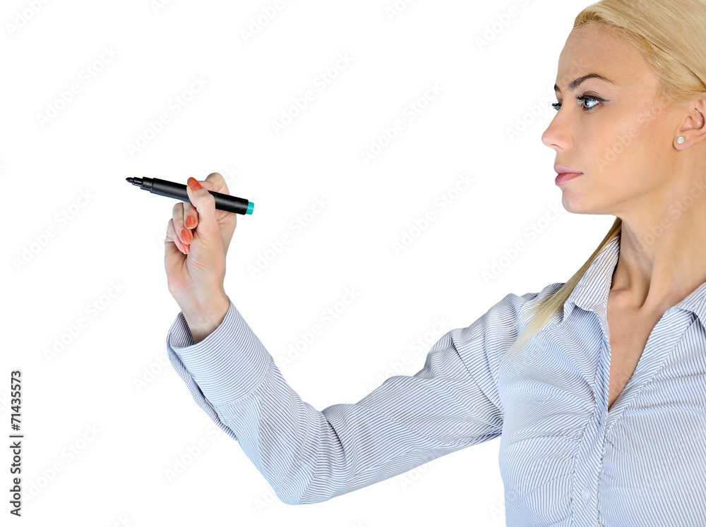 Woman writing something Woman writing something