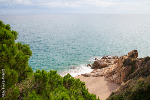 Mediterranean sea coast at Callelle city, Catalonia, Spain.