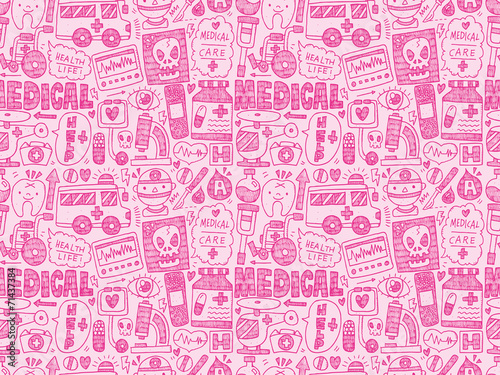 seamless doodle medical pattern