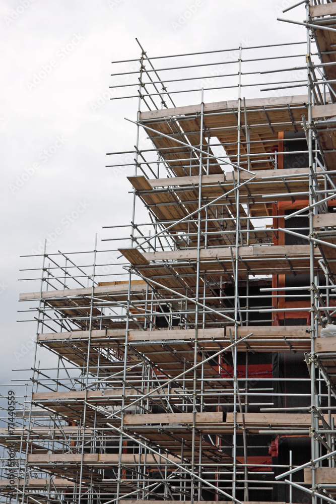 Scaffolding framework on an English construction site Scaffolding framework on an English construction site