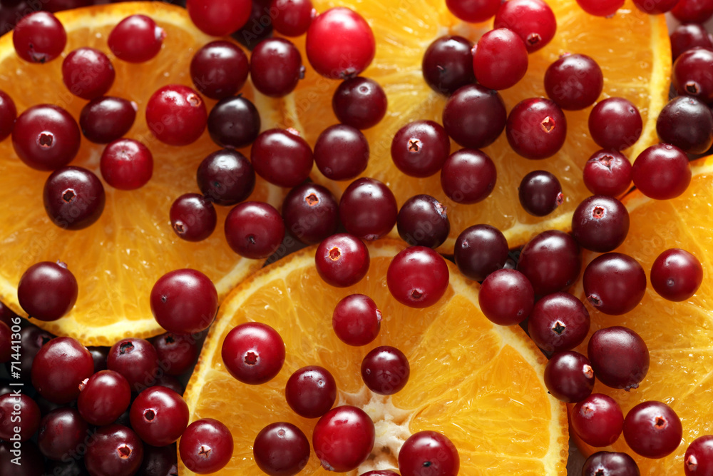 Orange slices and cranberries
