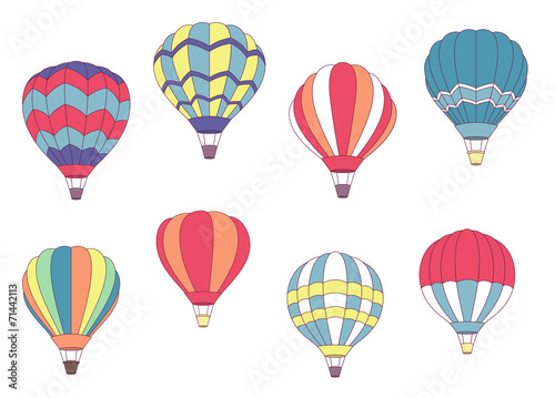 Set of colored hot air balloons