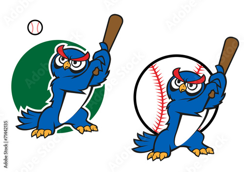 Canvas Print Cartoon wise old owl playing baseball