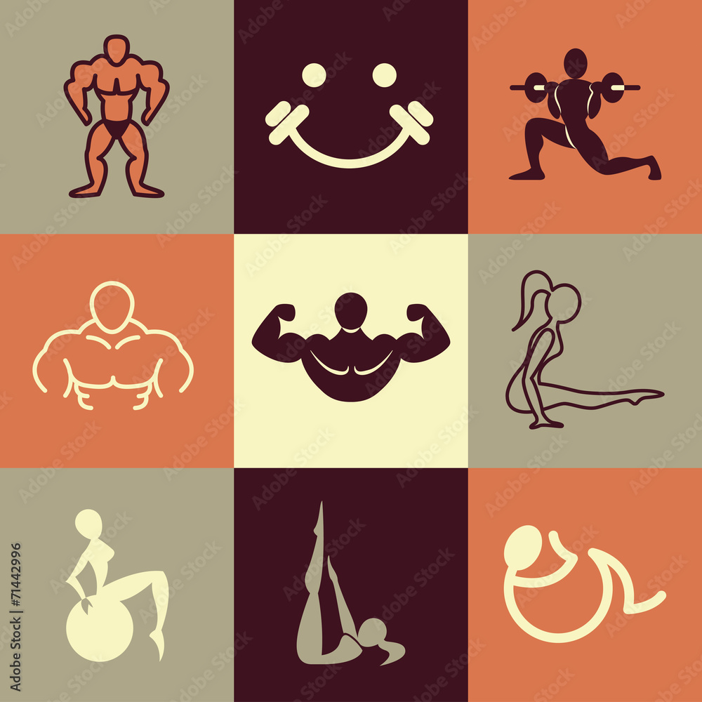 Fitness icons vector set