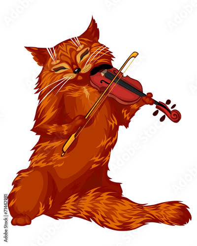 Cartoon cat violinist