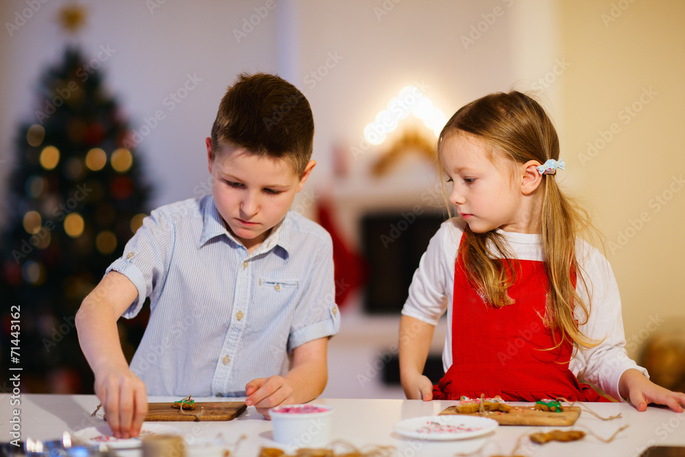 Fototapeta premium Kids baking Christmas cookies