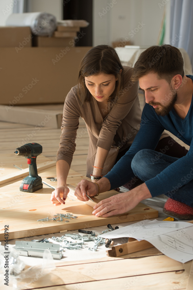 Fototapeta premium Couple moving in house
