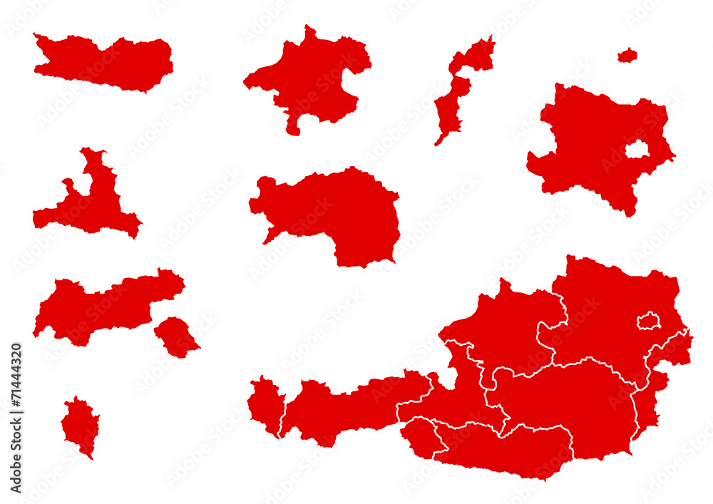 Österreich Landkarte Bundesländer einzeln