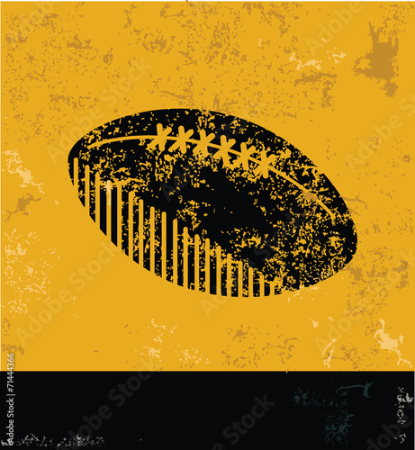 Rugby symbol on grunge yellow background,grunge vector photo