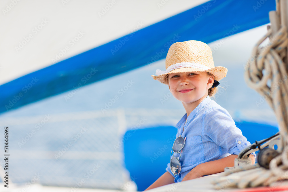 Little girl at luxury yacht