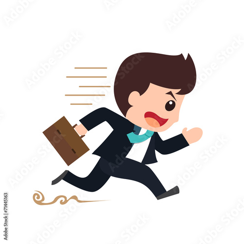 businessman running commitment cartoon eps 10 vector