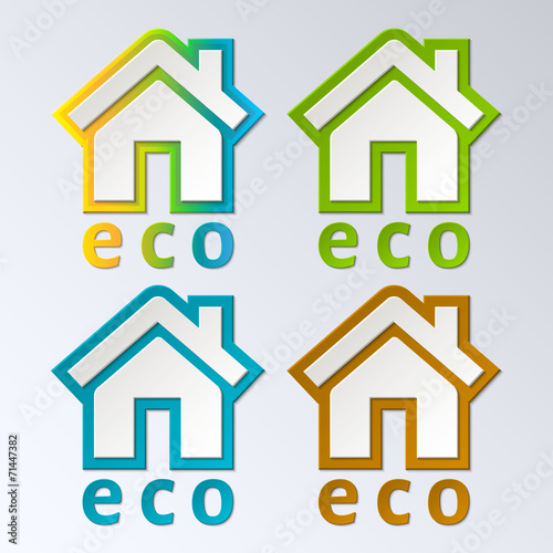 Eco House in rainbow color. Vector. EPS 10.