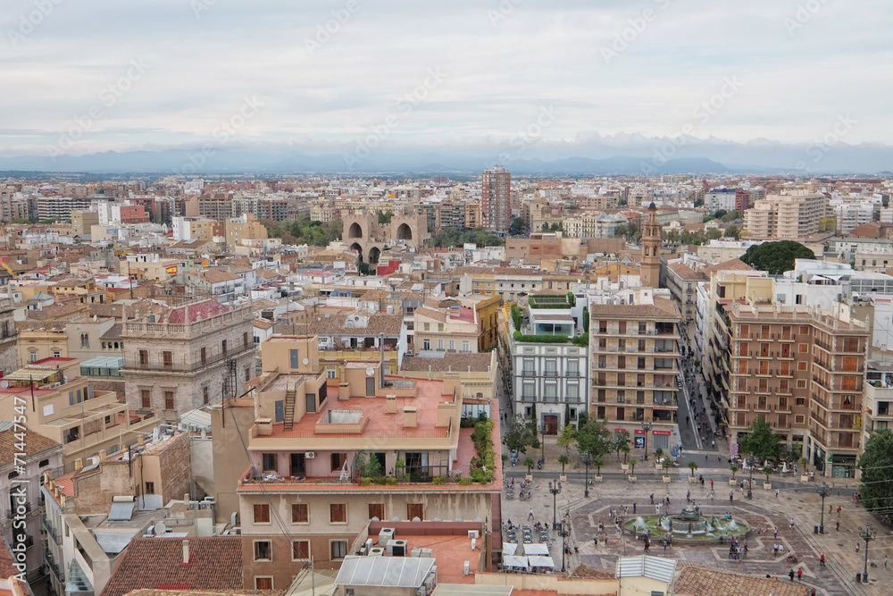 View of the roofs of Valencia and Virgin's Square, Spain