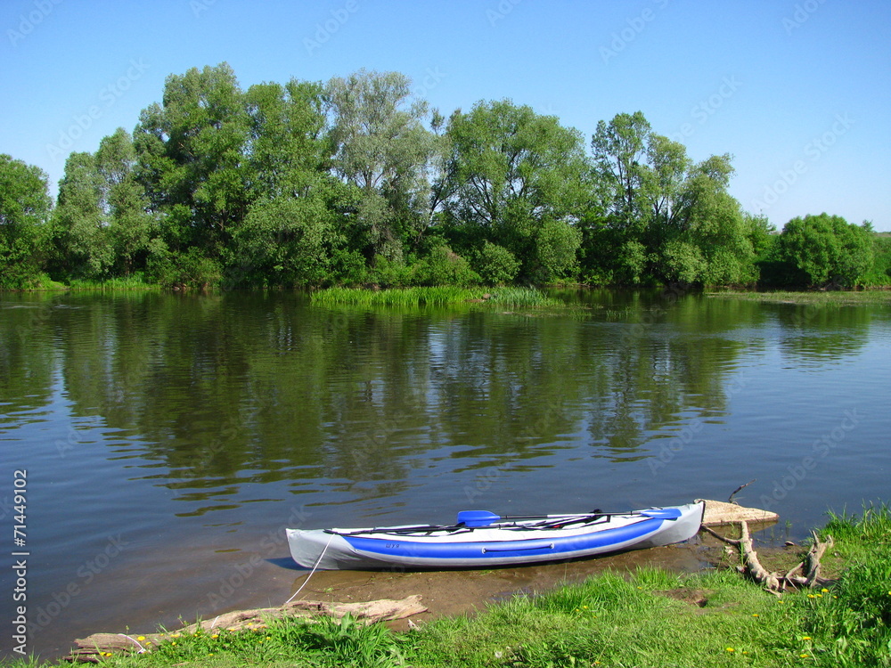 Kayaking at Osetr river, Moscow region, Russia