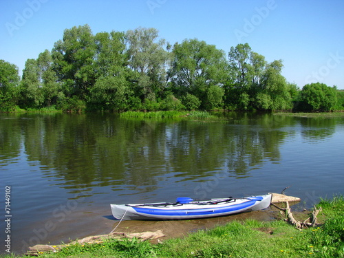 Kayaking at Osetr river, Moscow region, Russia photo
