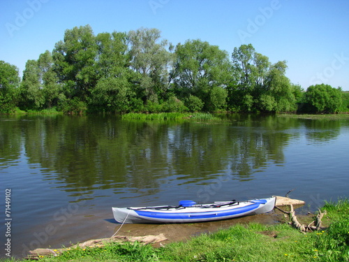 Kayaking at Osetr river, Moscow region, Russia