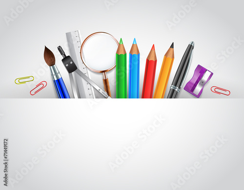 Back to School Blank Background with School Items