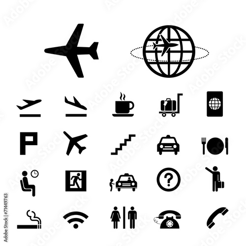 airport icons set