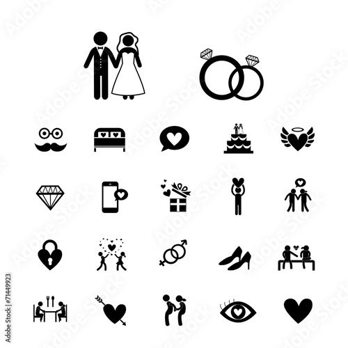wedding icons set