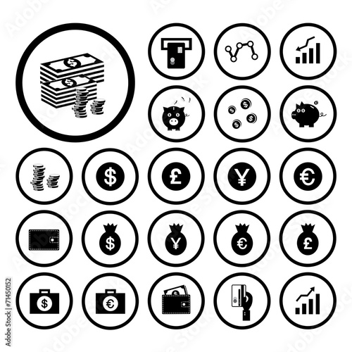 money and financial icon set