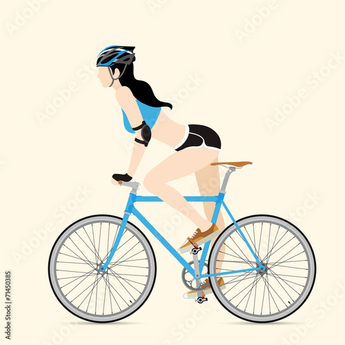 Cyclists and fixed gear bicycle