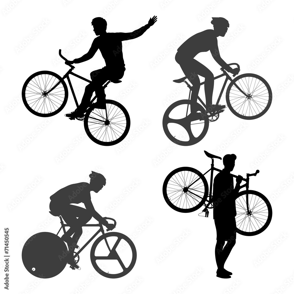 Naklejka premium Cyclists Man and fixed gear bicycle