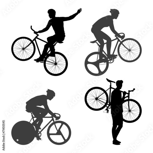 Cyclists Man and fixed gear bicycle