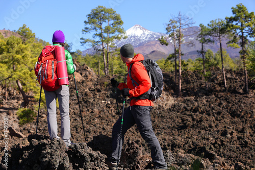 People hiking - healthy active lifestyle hikers