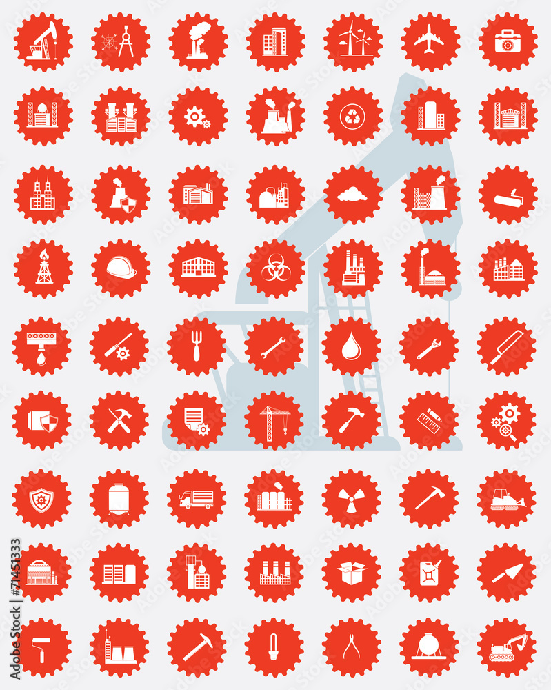 Industrial icon set,red version,clean vector Industrial icon set,red version,clean vector