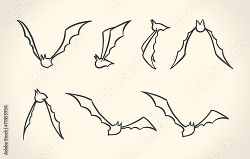 Bat silhouettes, Halloween vector illustration