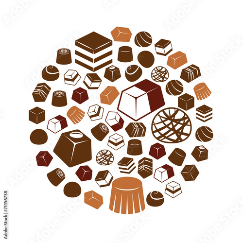 chocolate icons in circle