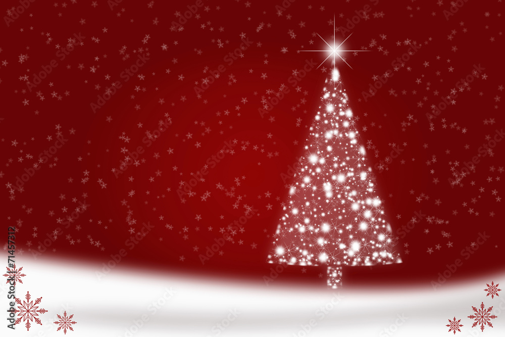 Red Christmas background with Christmas tree Red Christmas background with Christmas tree
